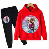 Elsa And Anna Printed Hoodie And Pant Set