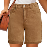 Fold Hem Button Shorts –  Practical Design for Active Days