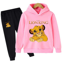 Lion King Cartoon Print Hoodies Set