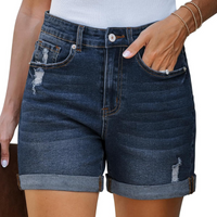 Stretchy Ripped Denim Shorts – Comfortable and Functional