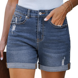 Stretchy Ripped Denim Shorts – Comfortable and Functional