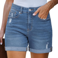 Stretchy Ripped Denim Shorts – Comfortable and Functional