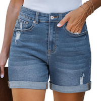 Stretchy Ripped Denim Shorts – Comfortable and Functional