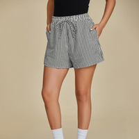 Striped Shorts Drawstring Pockets – Comfortable  and Versatile