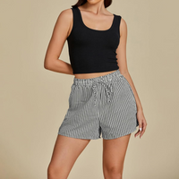 Striped Shorts Drawstring Pockets – Comfortable  and Versatile