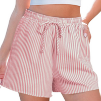 Striped Shorts Drawstring Pockets – Comfortable  and Versatile