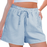 Striped Shorts Drawstring Pockets – Comfortable  and Versatile
