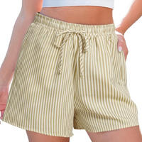 Striped Shorts Drawstring Pockets – Comfortable  and Versatile