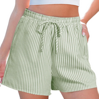 Striped Shorts Drawstring Pockets – Comfortable  and Versatile