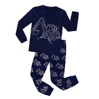 Bulldozer Print Glow In The Dark Pajama Set - Children Pajamas