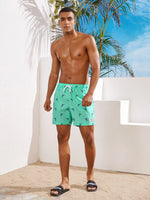 Fish Print Non Stretch Swim Trunks