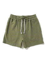 Striped Pattern Jersey Shorts With Drawstring