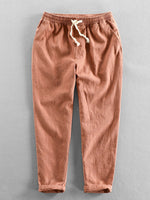 Plain Pattern Cropped Pants With Drawstring