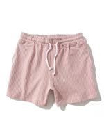 Striped Pattern Jersey Shorts With Drawstring