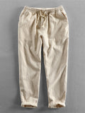 Plain Pattern Cropped Pants With Drawstring