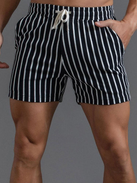Striped Jersey Shorts With Drawstring