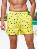 Animal Patched Print Drawstring Swim Trunks