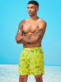 Fruit And Vegetable Print Drawstring Swim Trunks