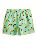 Banana Print Drawstring Waist Swim Trunks