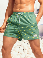 Animal Patched Print Drawstring Swim Trunks