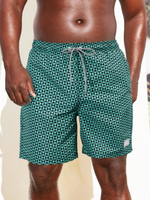 Geometric Graphic Letter Patched Swim Trunks