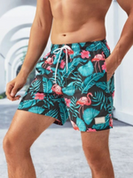 Tropical Print Drawstring Shorts