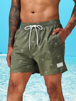 Print Drawstring Trunks With Compression Liner