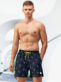 Print Drawstring Trunks With Compression Liner