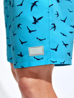 Patched All Over Print Drawstring Pocket Shorts