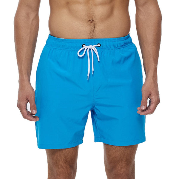 Blue With White Draw Strings Swim Shorts