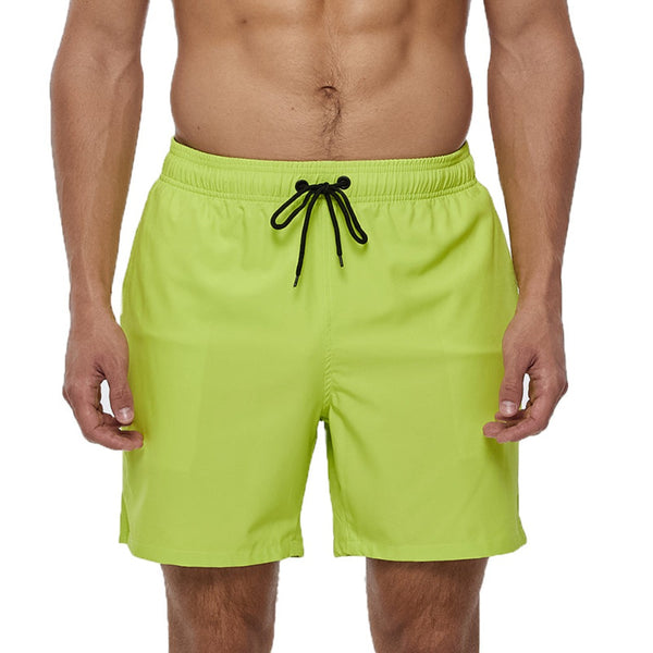Lime Green With Black Draw Strings Swim Shorts
