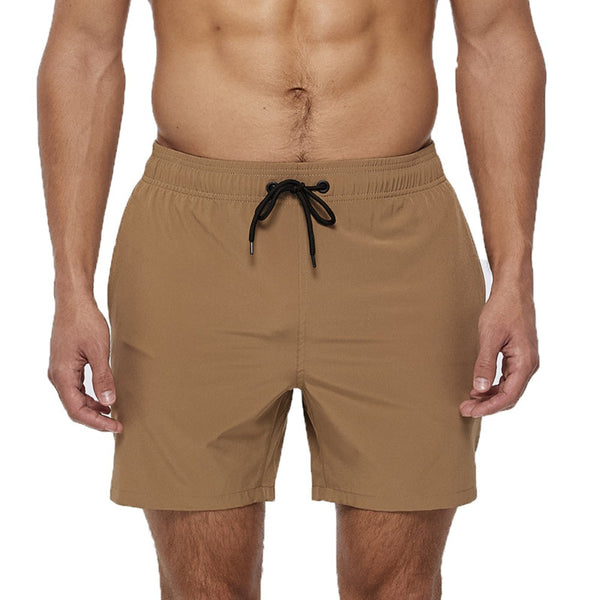 Brown With Black Draw Strings Swim Shorts