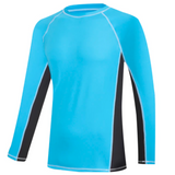 Light Blue And Black Long Sleeve Surfing T-Shirt