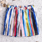The Multi Color Stripe Draw String Swim Shorts