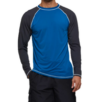 Blue With Black Long Sleeve Surfing T-Shirt