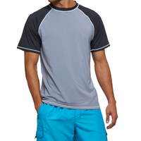 Light Grey With Black Short Sleeve Surfing T-Shirt
