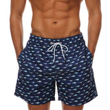 Men's Fish Print Plus Size Drawstring Shorts