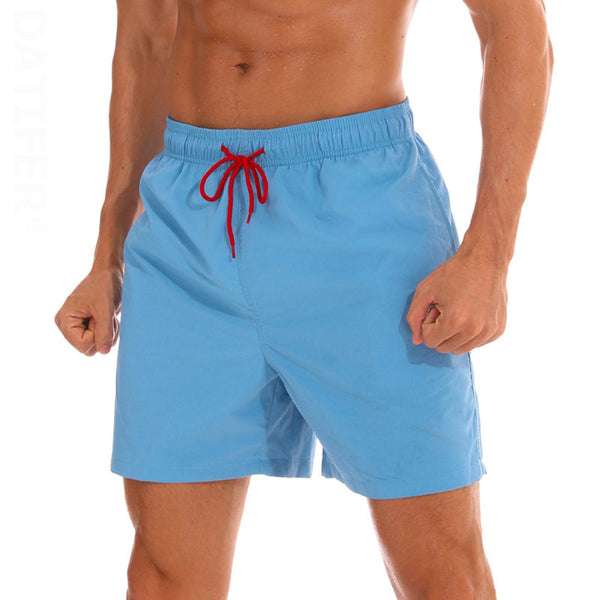 Light Blue with Red Draw String Swim Shorts