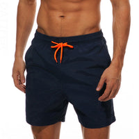 Dark Navy Blue with Orange Draw String Swim Shorts