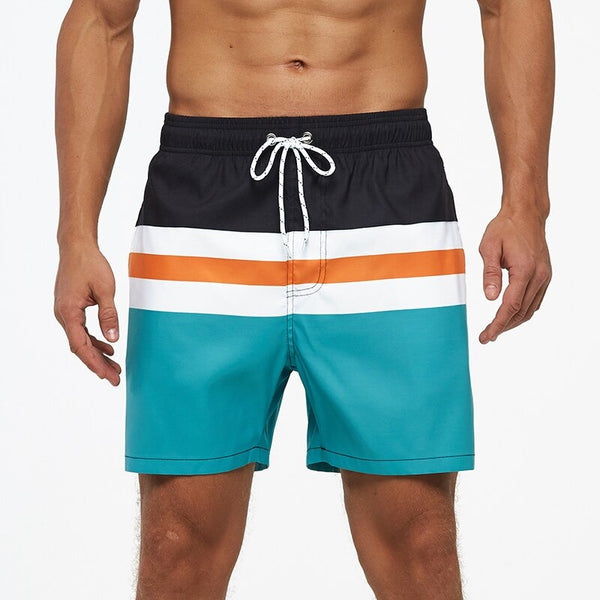 Men's Orange Stripe Quick Dry Swim Shorts