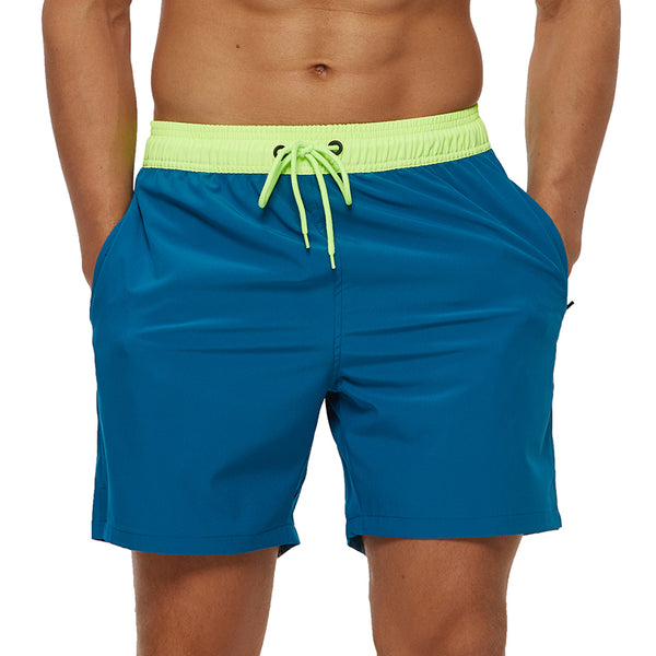 Peacock Blue with Neon Band String Swim Shorts