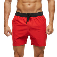 Red and Black Draw String Swim Shorts