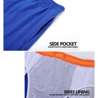 Royal Blue with Orange Draw String Swim Shorts
