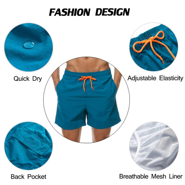 Peacock Dark Blue with Orange Draw String Swim Shorts – Waves And Trunks