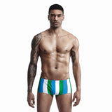 Men's Red And Green Strips Swimwear Trunks
