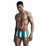 Men's Red And Green Strips Swimwear Trunks