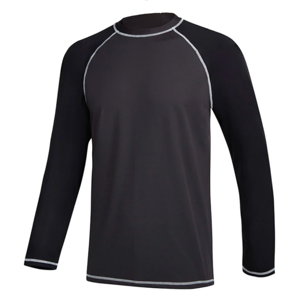 Dark Grey With Black Long Sleeve Surfing T-Shirt