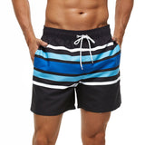 Blue and White Stripe Swim Shorts